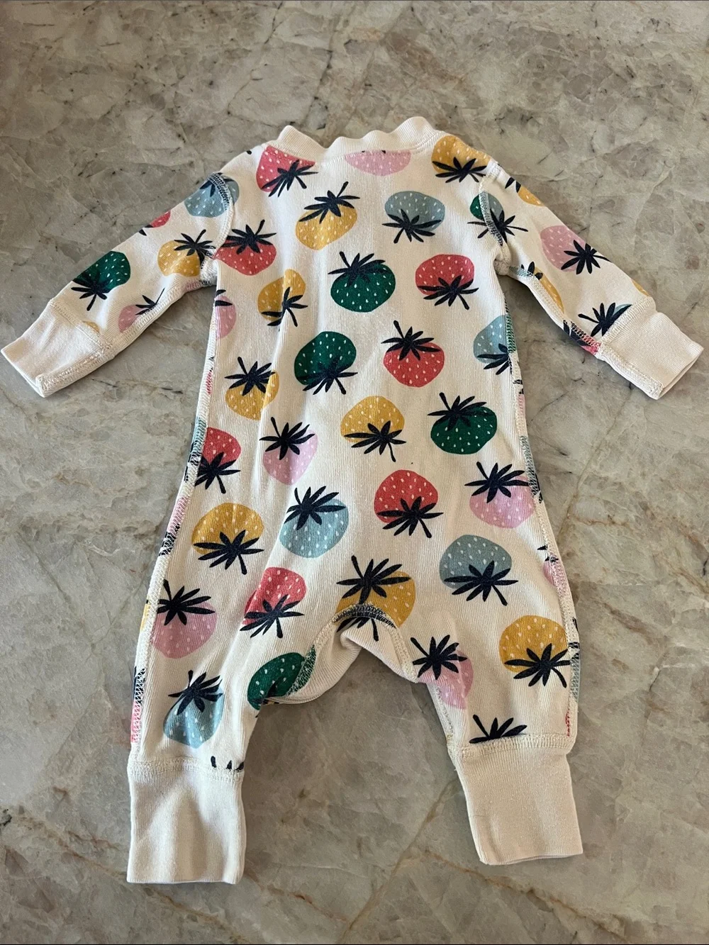 Hanna Andersson White Footed One-Piece with Multicolor Fruit Print
